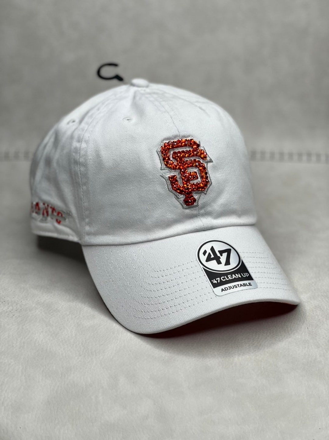 White & Orange SF Giants Bling Hat Swarovski Crystals 