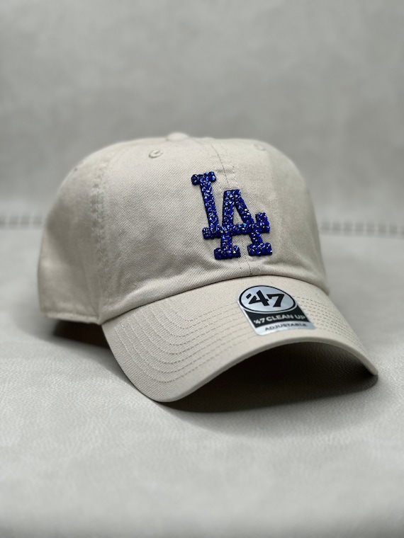 Cream & Sapphire Blue LA Dodgers Bling Hat | Swarovski