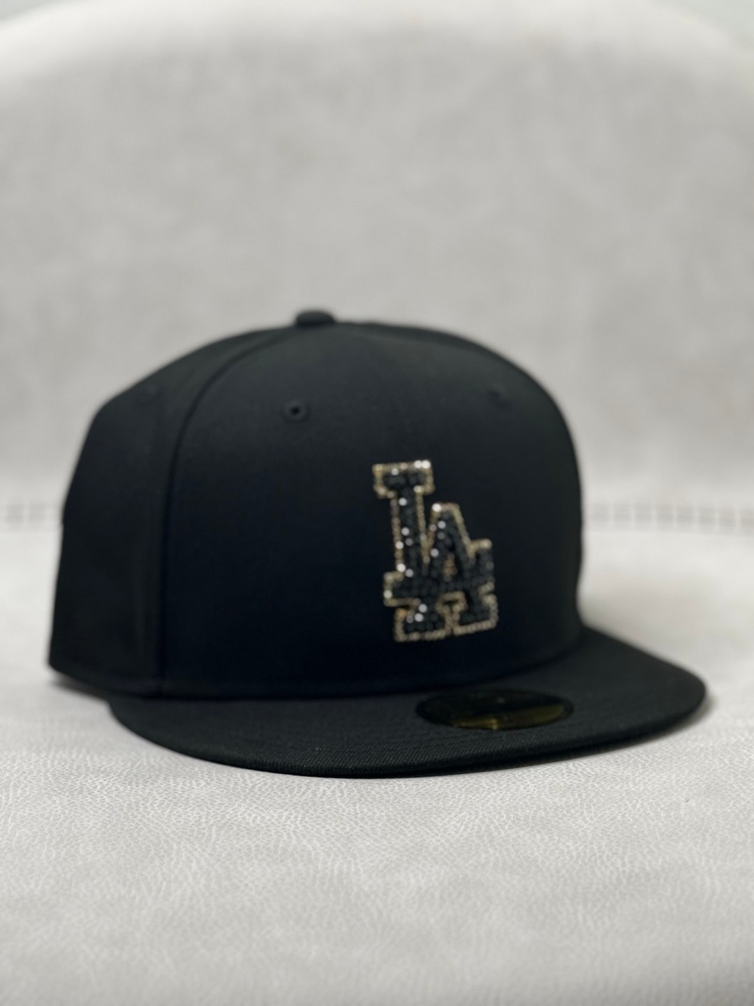 Black Gold LA Dodgers Fitted Bling Hat Swarovski Crystals Dodgers Baseball Etsy