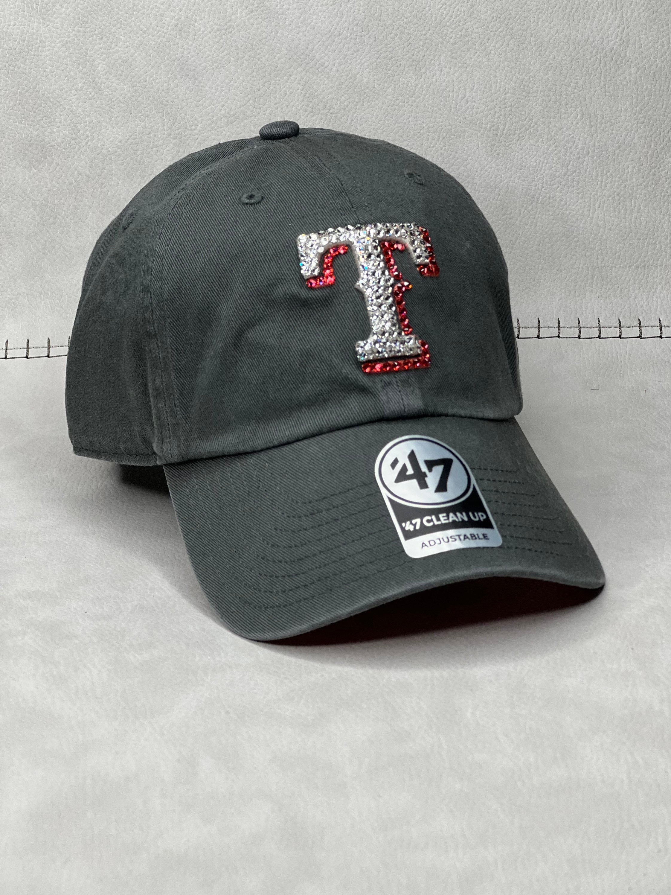 Gray Texas Rangers Diamond Hat Swarovski Crystals Baseball 