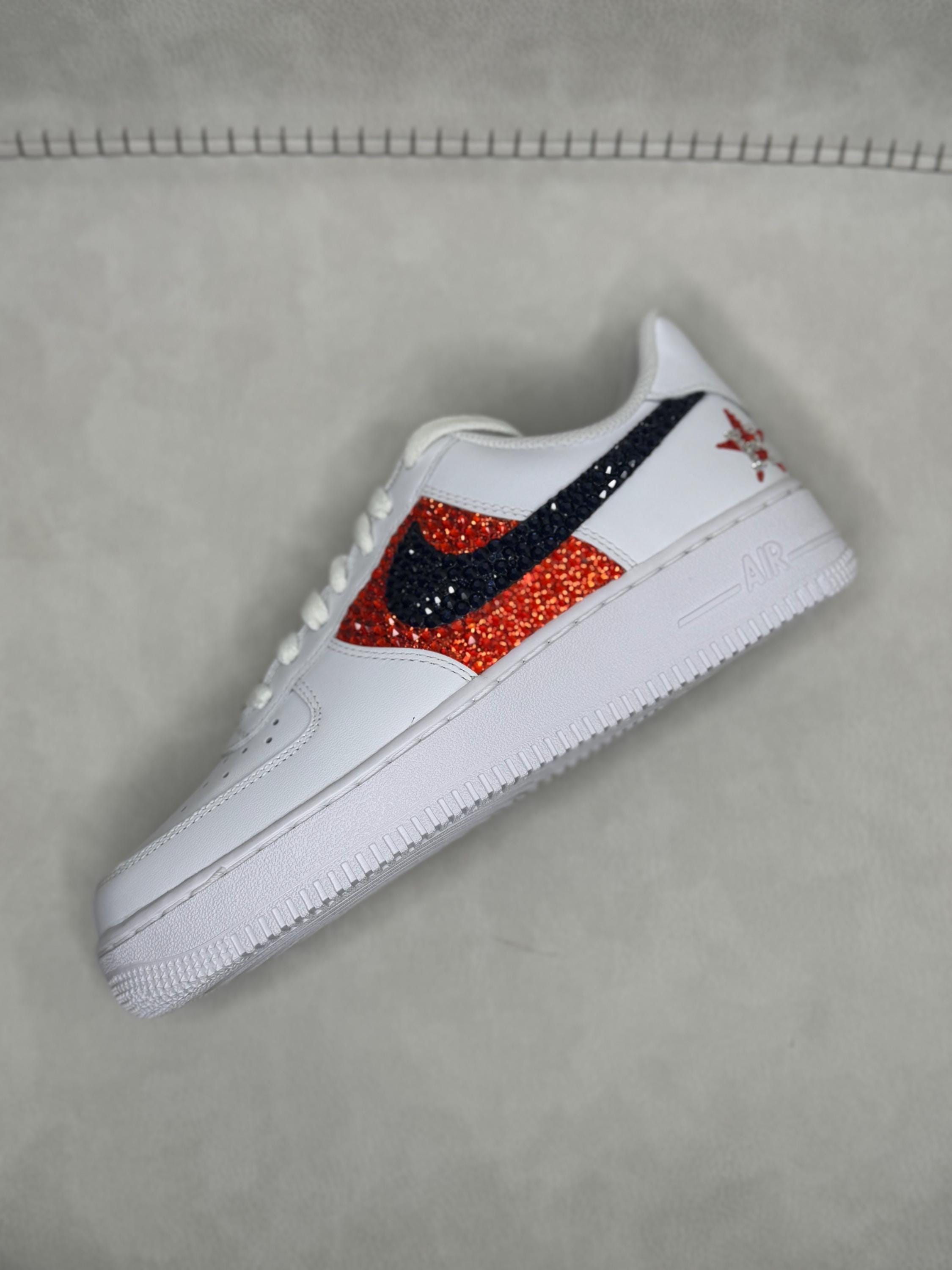 Houston Inspired Air Force 1 Sneakers | Custom Houston Shoes | Texas Baseball Bling Tennis Shoes