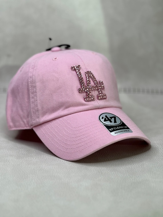 Light Pink LA Dodgers Bling Hat With Swarovski Crystals 