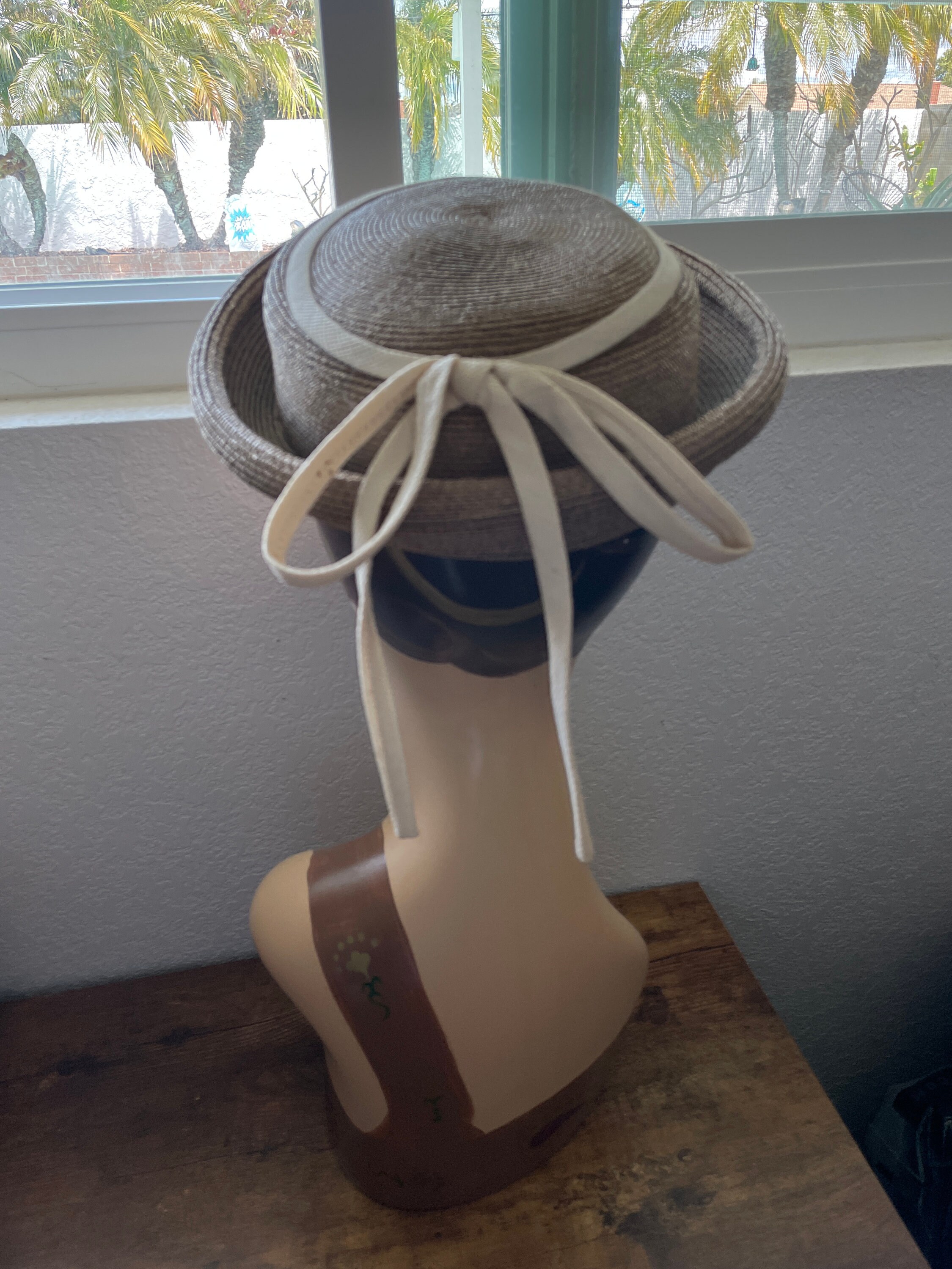 1950s Donnybrook New York Brown/beige Straw Vintage Bumper Brim Hat