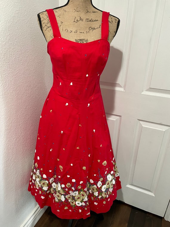 1960/70s Dash-About red floral sundress