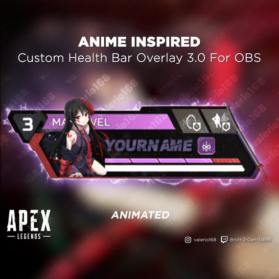 Anime Girl Animated - Apex Legends Custom Health Bar 3.0 Overlay For Streaming on Youtube, Twitch, OBS & SLOBS