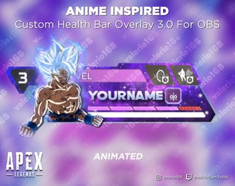 Anime animado: superposición de barra de salud personalizada 3.0 de Apex Legends para transmisión en YouTube, Twitch, OBS y SLOBS