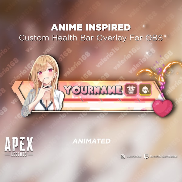 Anime Girl Animated - Apex Legends Custom Health Bar Overlay For Streaming on Youtube, Twitch, OBS & SLOBS