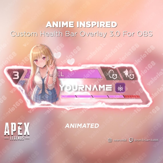Anime Girl Animated - Apex Legends Custom Health Bar 3.0 Overlay For Streaming on Youtube, Twitch, OBS & SLOBS