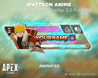 Wattson Anime Animated - Barra de salud personalizada 3.0 para Apex Legends, ideal para transmisiones en YouTube, Twitch, OBS y SLOBS.