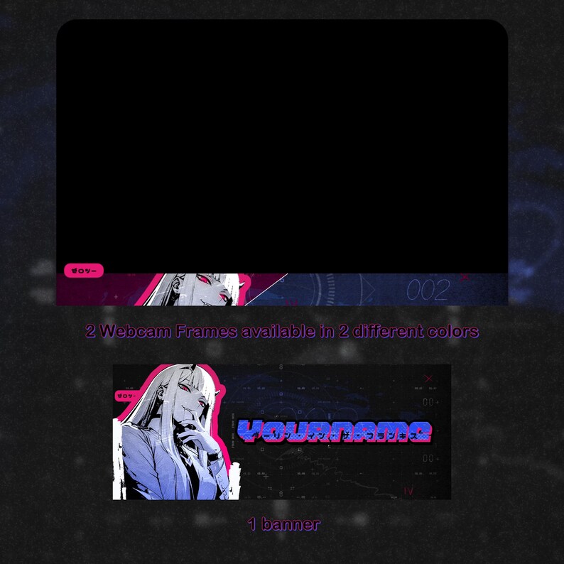 Animeted Cyber Tech Anime Girl Stream Package | OBS Overlays, Screens ...