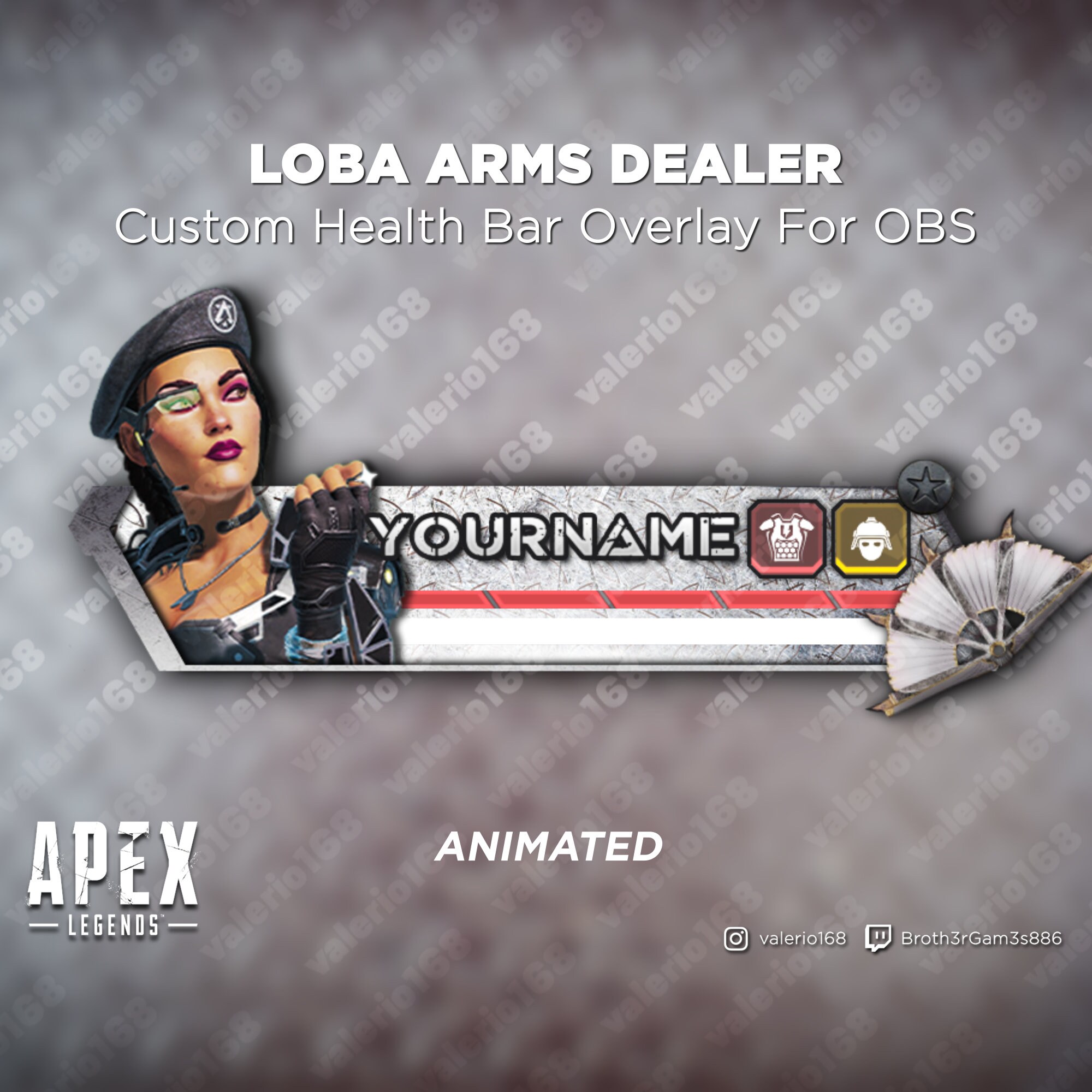 Loba Arms Dealer Animated Apex Legends Custom Health Bar Overlay for