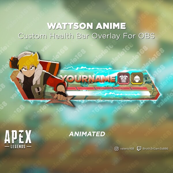 Wattson Anime Animated - Apex Legends Custom Health Bar Overlay For Streaming on Youtube, Twitch, OBS & SLOBS