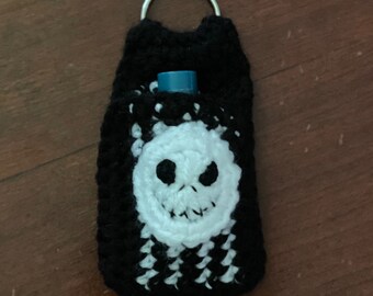crochet Jack Skellington striped keychain lip balm holder PDF Pattern