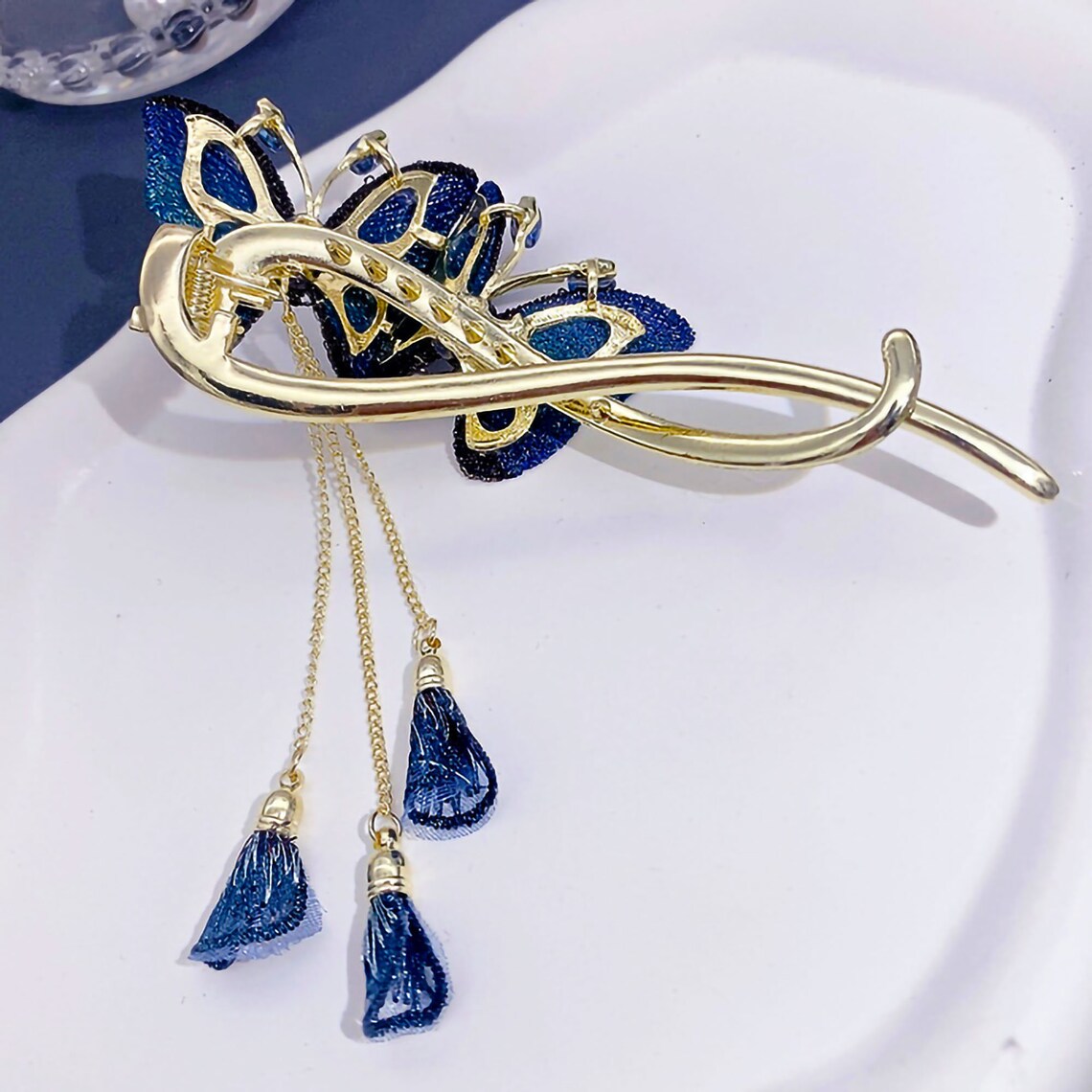 Embroidery Butterfly Hair Clip Elegant Butterfly With Tassel image 8