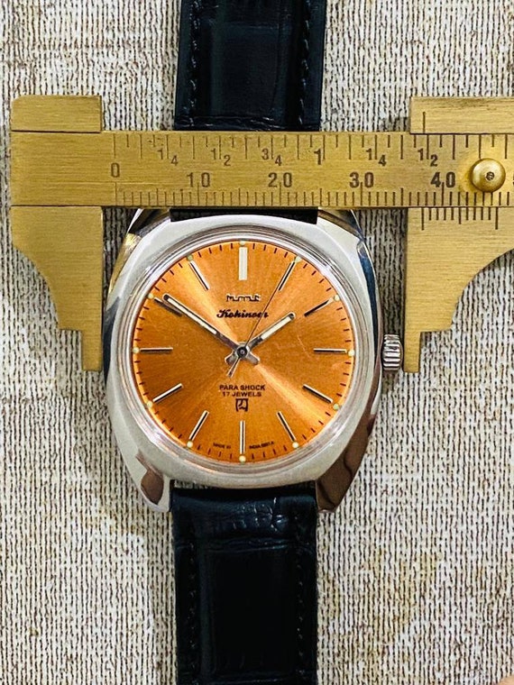 Vintage Hmt Kohinoor Orange Dial Mechanical Manua… - image 4