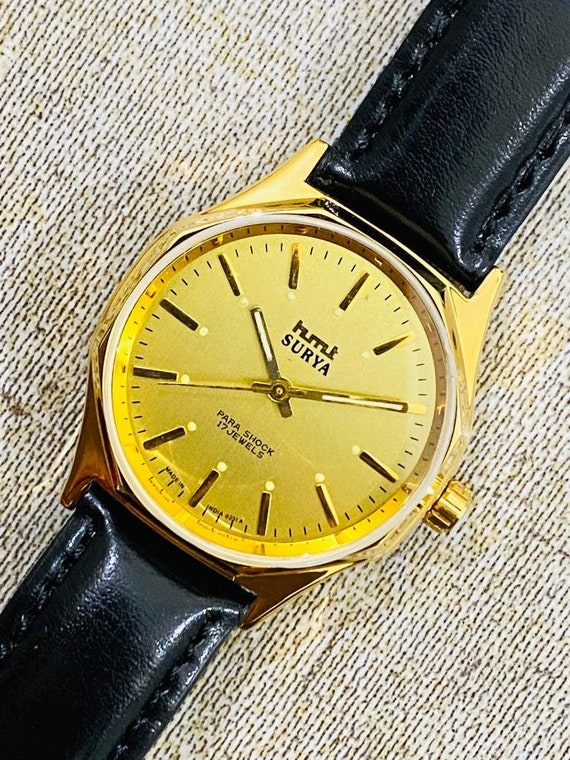 Montre Mécanique Homme HMT Surya - Réf HMT0027, Boîtier Acier, Bracelet Cuir, Occasion
