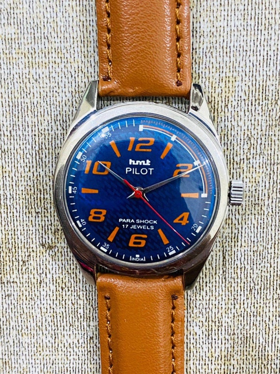 Vintage Hmt Pilot Blue Dial Manual Winding 17Jewe… - image 2