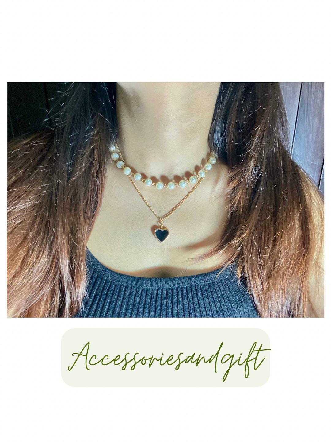 Double Chain Heart Necklace Double Layered Chain Pendant Etsy