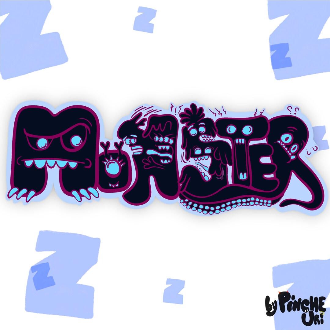 MONSTER Sticker (navy) - Etsy
