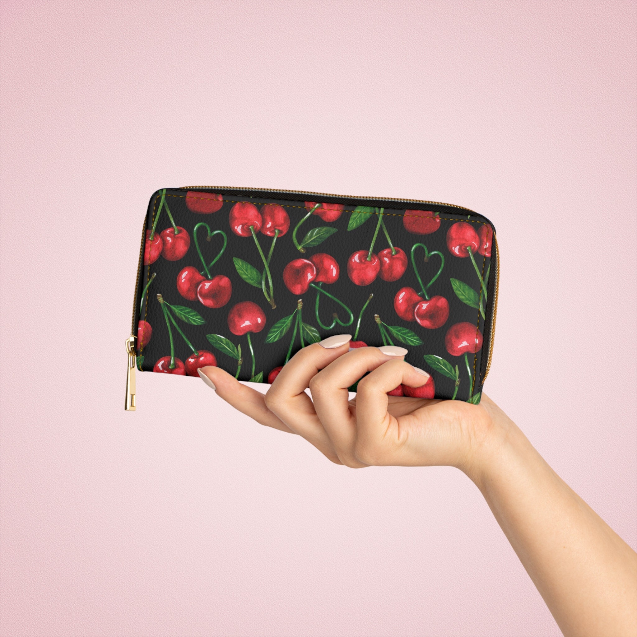 Cathayana RFID Blocking Card Purse - Red Cherry Blossom: Design Quest