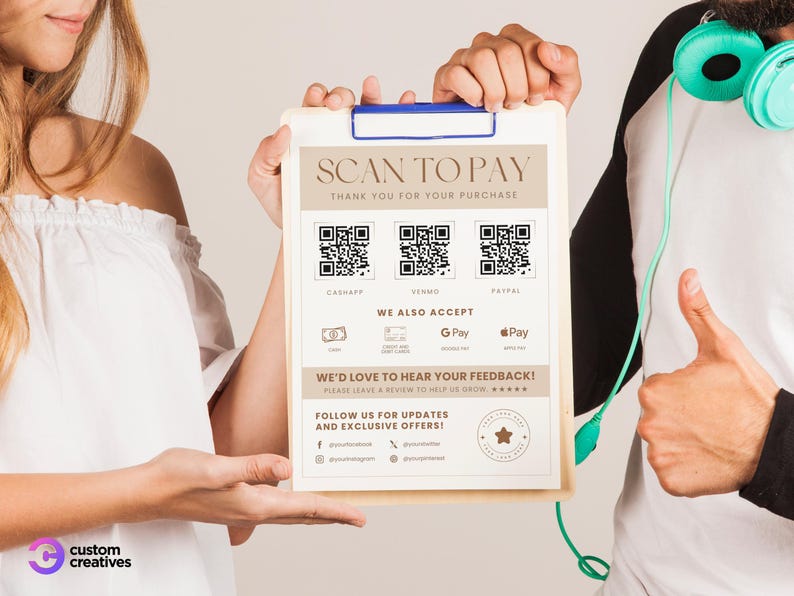 Scan to Pay Template Sign, Ways to Pay Template, QR Code Template ...