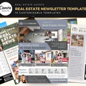 Real Estate Newsletter Digital Pack Bundle, Real Estate Marketing, Editable Canva Template, Printable, Digital Download, Business Template