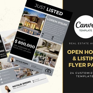 Real Estate Open House New Listing Flyers, Realtor Real Estate Flyer Template, Digital Download, Editable Canva Template, Printable
