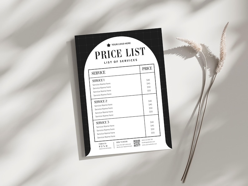 Price List Template, Editable Price List, Product Pricing, Printable ...