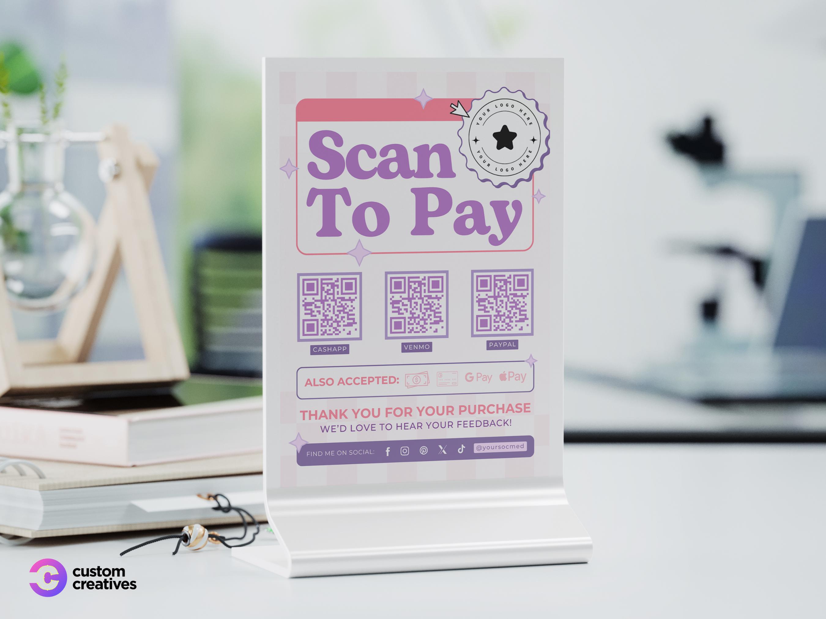 Scan to Pay Template Sign, Ways to Pay Template, QR Code Template ...