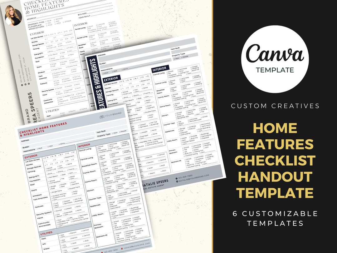 Real Estate Home Features Checklist Handout, Checklist Template ...