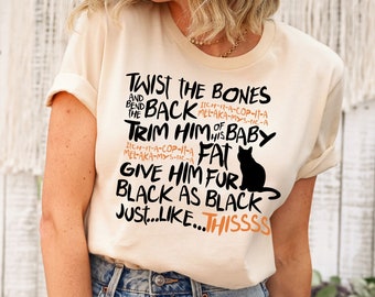 Twist The Bones Shirt Gift For Halloween, Halloween Cat Shirt, Black Cat Tshirt, Halloween Clothing, Witch Spell Tee, Hocus Pocus Shirt Gift