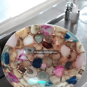 Premium Multi Agate Vessel Sink – Natural Gemstone Wash Basin for Modern & Luxury Bathroom Interior Sink Luxury Hotel Sink Decors