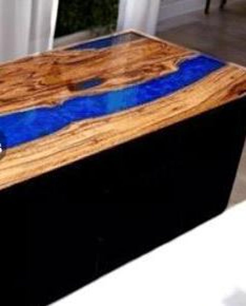 Premium Blue Epoxy River Console Bar Counter Top Table Artistic