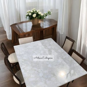 Handmade White Quartz Table Top: Modern Conference Desk