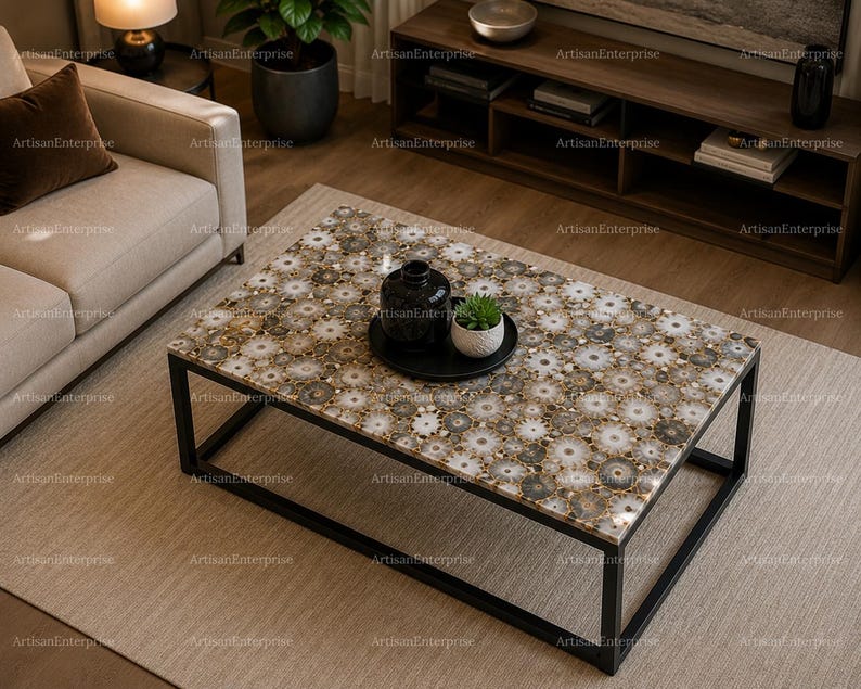 Designer Stone Coffee Table
Agate Slab Coffee Table
Premium Living Room Furniture
Natural Stone Furniture Table