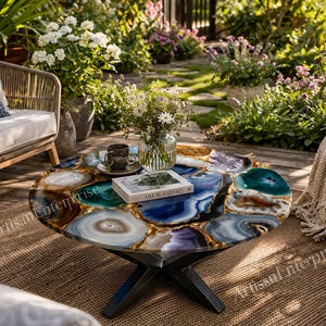 Natural Agate Coffee Table – Designer Living Room Centerpiece