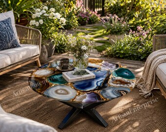 Natural Agate Coffee Table – Designer Living Room Centerpiece