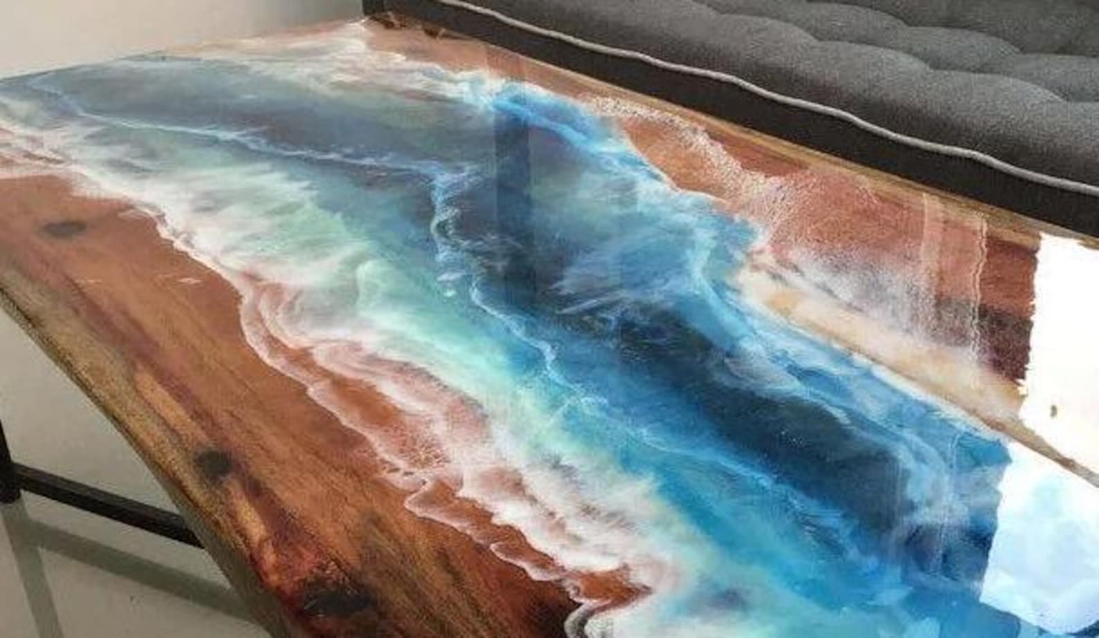 Ocean Wave River Epoxy Resin Table Custom Resin Art Dining Table ...