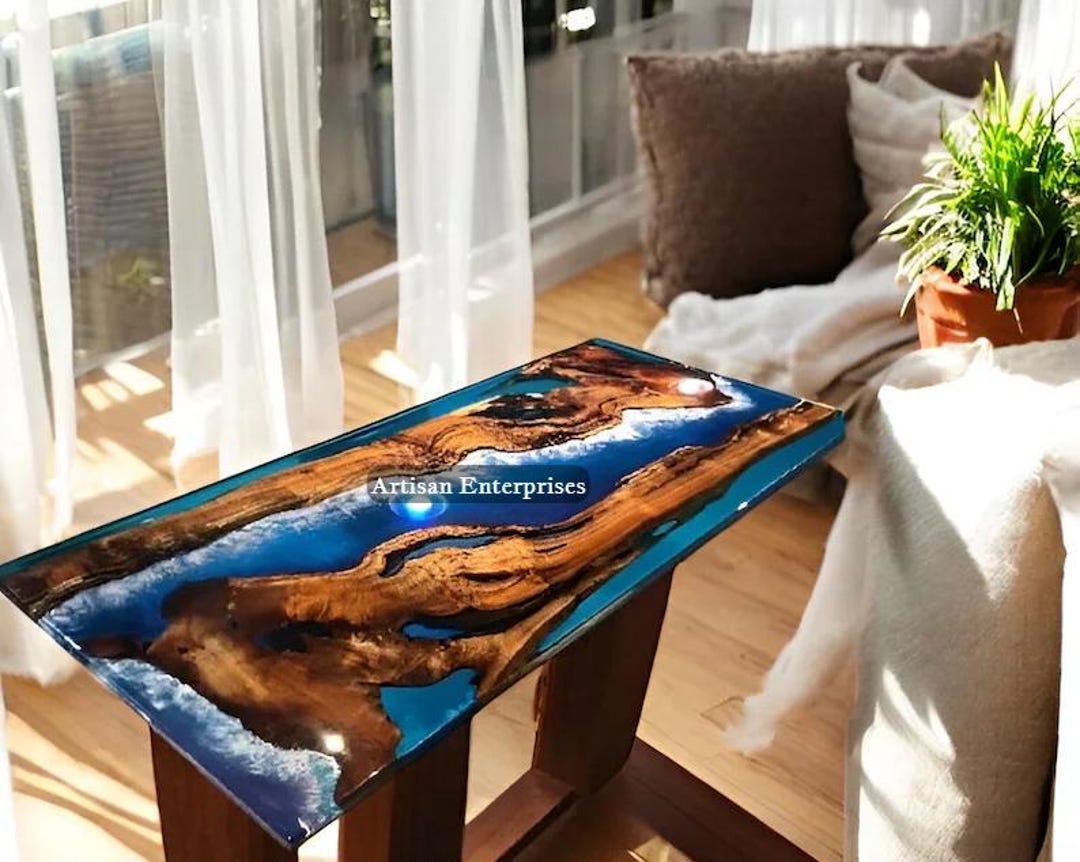 Handmade Ocean Wave Epoxy Dining Table: Coastal Resin Art Tabletop - Etsy