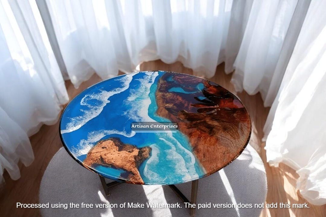 Ocean Wave Epoxy Resin Coffee Table: Handmade Wood Art Table - Etsy