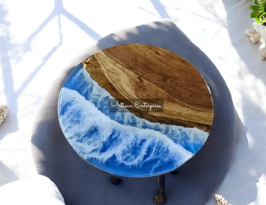 Handmade Ocean Wave Epoxy Resin Cafeteria Coffee Table Top || Elegant ...
