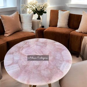Rose Quartz Center Table: A Unique Blend of Modern Design and Natural Stone Artistry, Perfect for Stylish Living Spaces Interior Decor