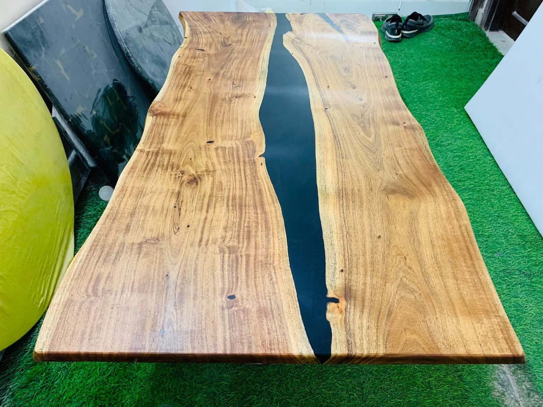 Black Epoxy Table Top With Elegant Look Rectangle Shape Patio Etsy