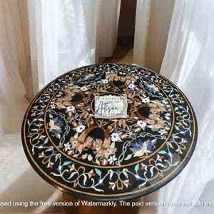 Indian Black Marble Inlay | Handcrafted Home Decor, Unique Coffee Table, Luxury Interior, Traditional Stone Art, Elegant Living Room Accent