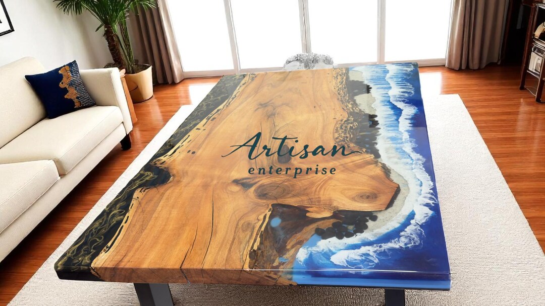 Handcrafted Ocean Wave Epoxy Resin Dining Table: Coastal Decor - Etsy