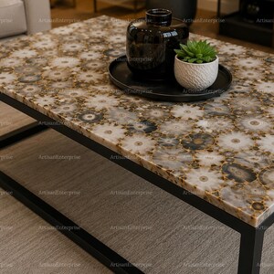 “Luxury Natural Agate Coffee Table 
 Handmade Stone Living Room Center Table,
 Modern Designer Furniture Gift”