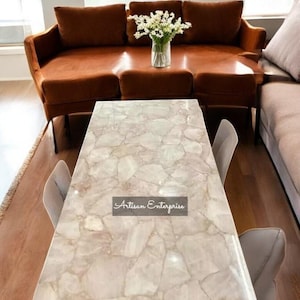 Rose Quartz Dining Table Top Luxury Office Conference Meeting Desk, Kitchen Slab & Bar Countertop |  A Perfect Blend of Art and Nature.