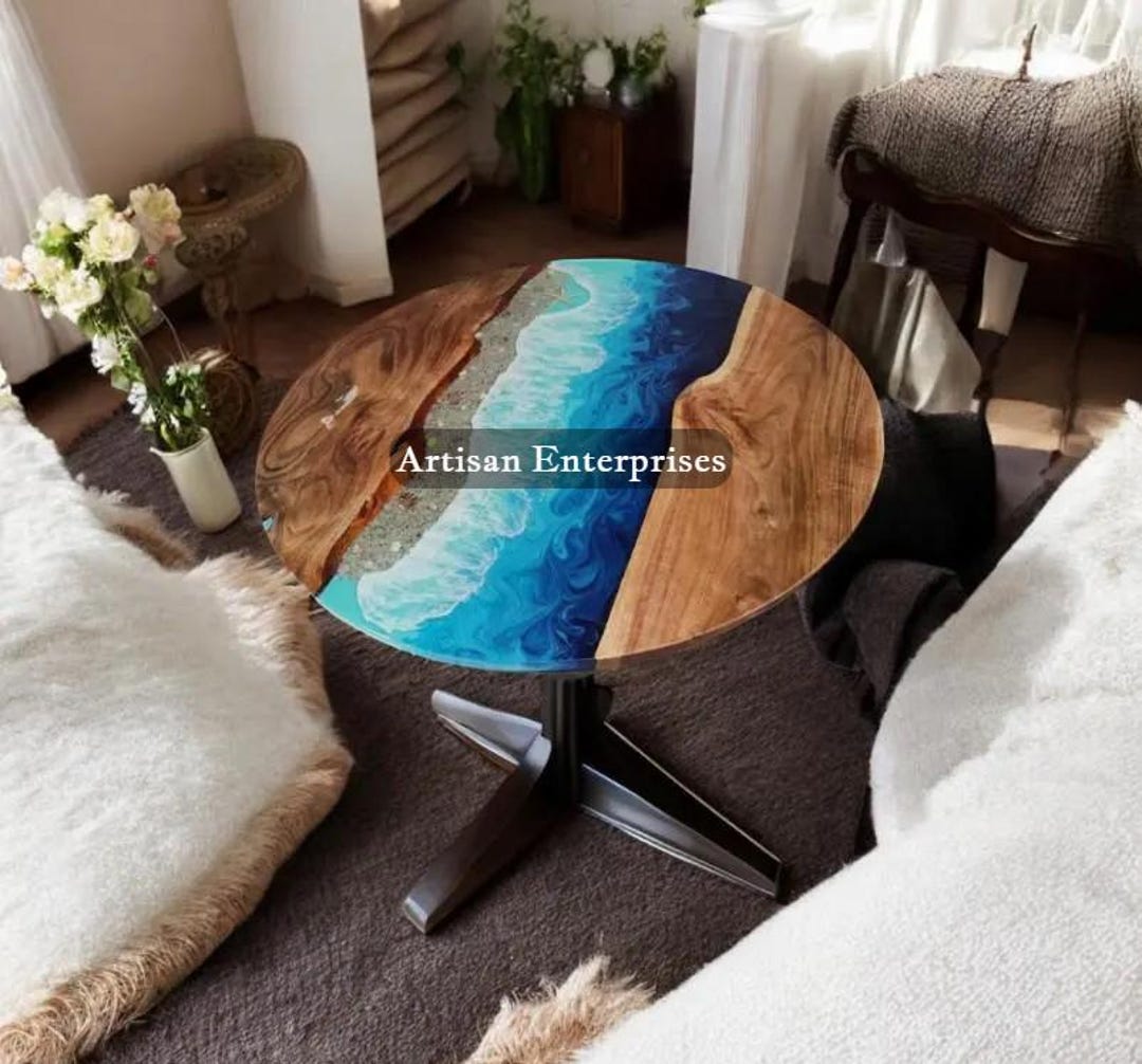 Ocean Wave Epoxy Resin Table Top: Custom Wood Art Coffee Table - Etsy