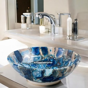 Designer Agate Bathroom Sink – Natural Stone Basin for Stylish Bathroom Interiors Perfect for Luxury and Spa-Inspired Bathrooms & Kitchen De