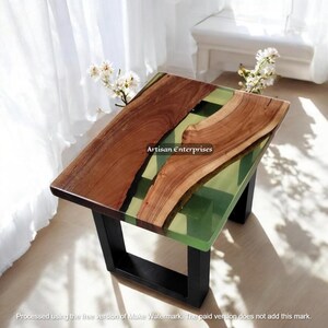 Handmade Epoxy Resin Dining Table: Modern Wood & Clear Resin Tabletop
